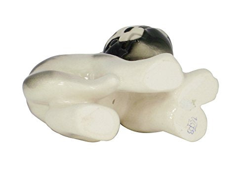 Cat Kitty Black and White Spotted Lomonosov Porcelain Collectible Figurine