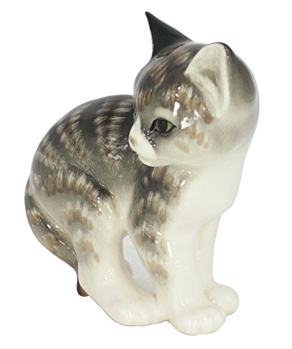 Cat Kitty Striped Gray Lomonosov Porcelain Collectible Figurine