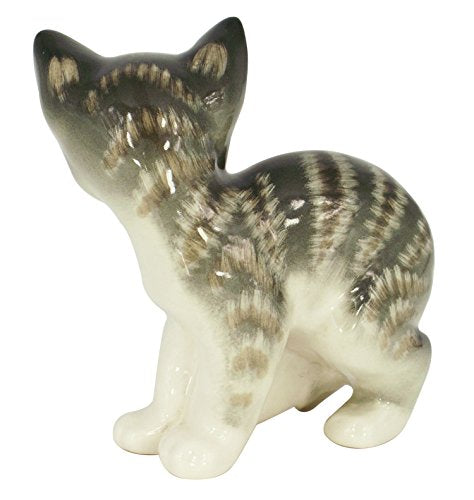 Cat Kitty Striped Gray Lomonosov Porcelain Collectible Figurine