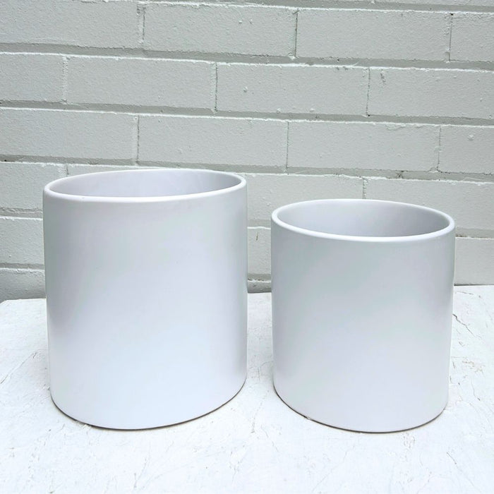 Ceramic Cylinder Matte White Planter Pot