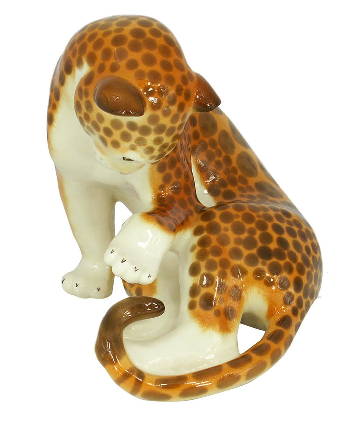 Cheetah Leopard Panther Lomonosov Porcelain Collectible Figurine