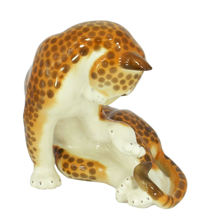 Cheetah Leopard Panther Lomonosov Porcelain Collectible Figurine
