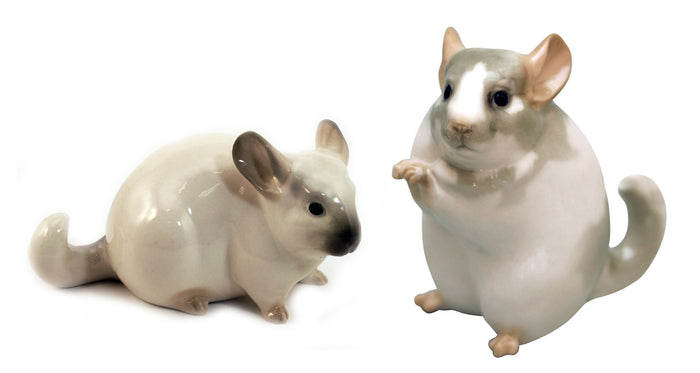 Chinchilla Sweet Family Lomonosov Porcelain Figurines 2 Items Set