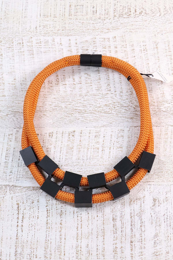 Christina Brampti Dual Chord + Cubes Necklace
