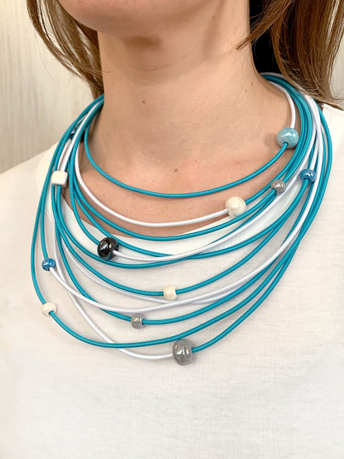 Christina Brampti Elastic Multi-wire + Ceramic Beads Necklace