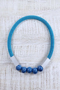 Christina Brampti Long Silk Chord + Ceramic Bead Necklace - Teal