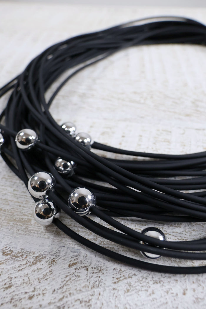 Christina Brampti Silver Accents Rubber Strands Necklace