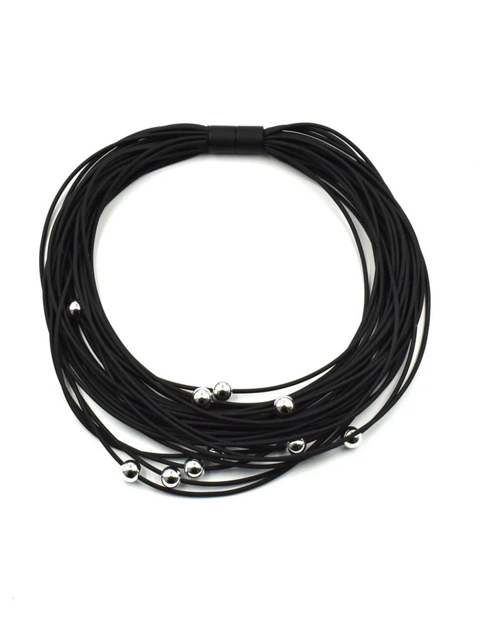 Christina Brampti Silver Accents Rubber Strands Necklace