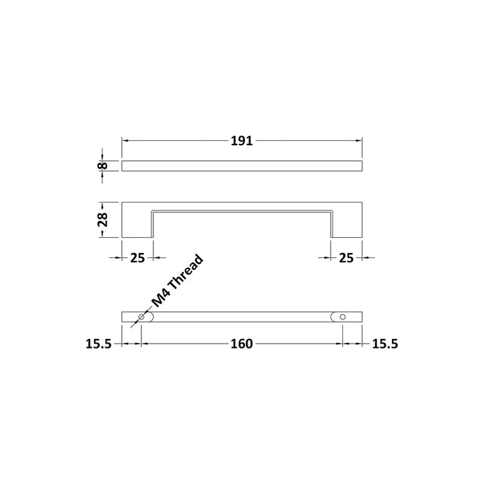 Chrome 190mm D Handle