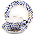 Cobalt Net Tea Set. 8.5 Fl Oz. 22k Gold