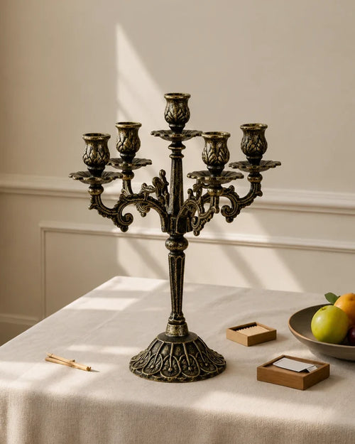 'Constantinople' Cast Iron 5 Arm Candelabra