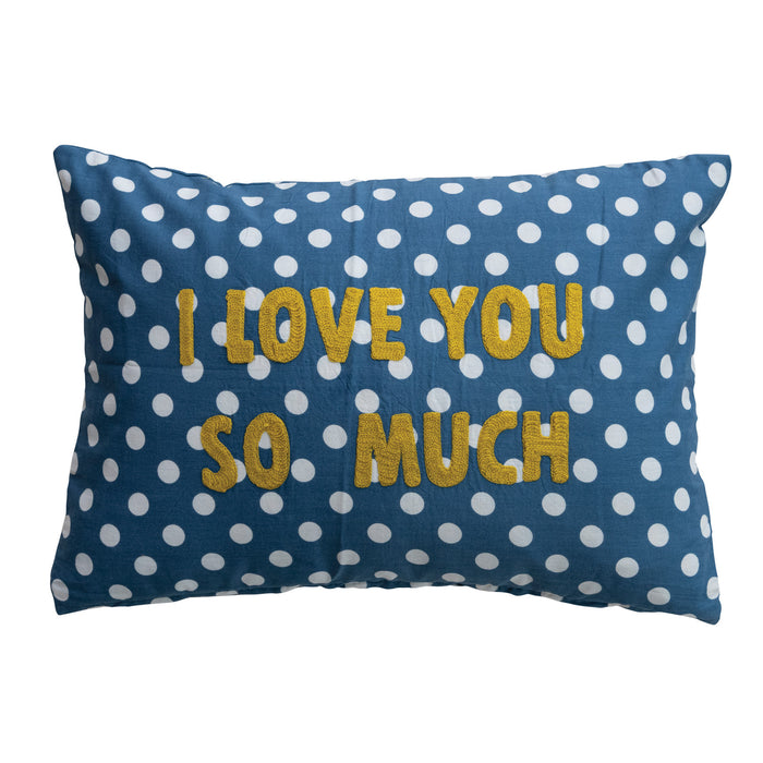 Cotton Lumbar Pillow w/ Pattern & Embroidery