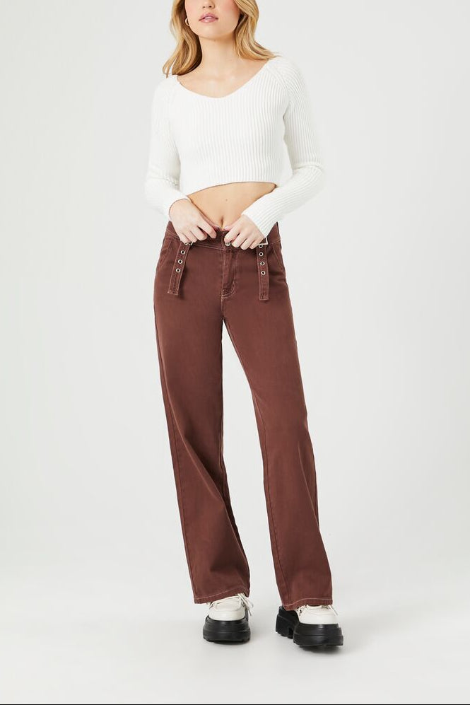Cropped Rib-Knit Sweater