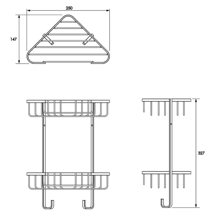 Croydex Stainless Steel Medium Two Tier Corner Basket