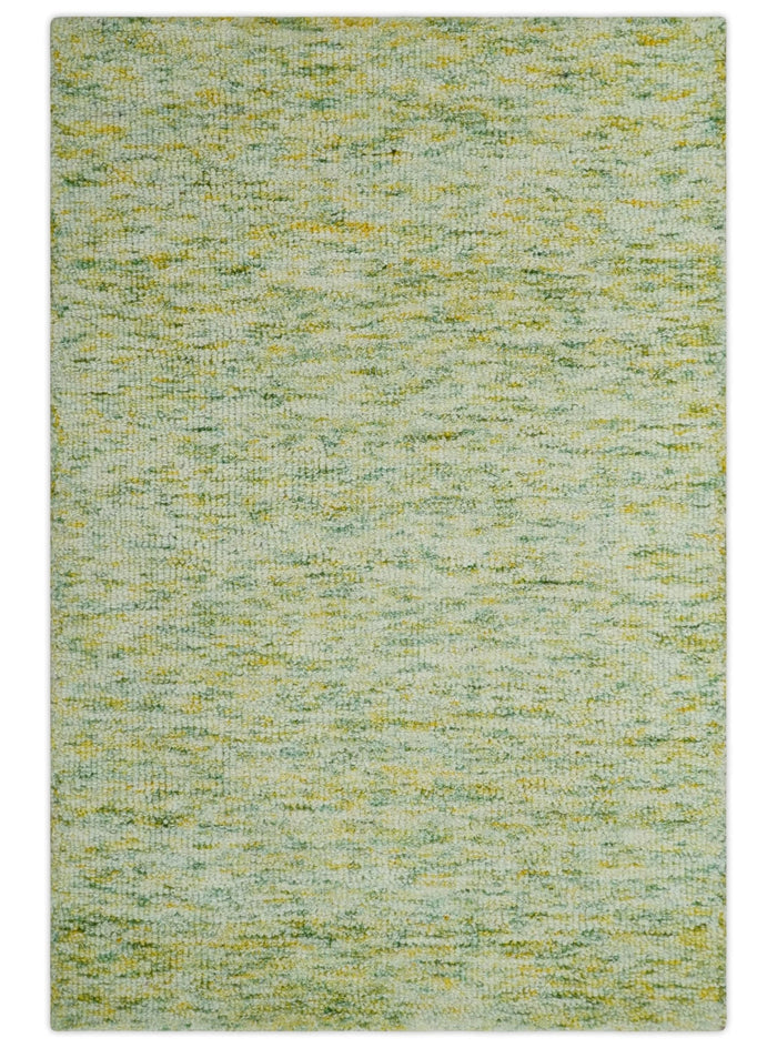 Solid Moss Greeen Ivory and Gold Abstract Hand Tufted 2x3, 3x5, 5x8, 6x9, 8x10 and 9x12 Natural Wool Area Rug | UL58 - The Rug Decor