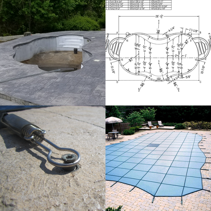 Custom Swimming Pool Winter Safety Cover QUOTE and SAMPLE MATERIALS Mesh & Solid