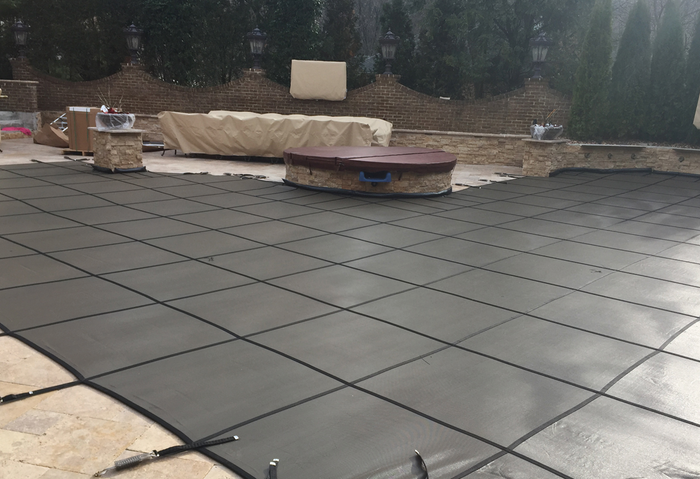 Custom Swimming Pool Winter Safety Cover QUOTE and SAMPLE MATERIALS Mesh & Solid