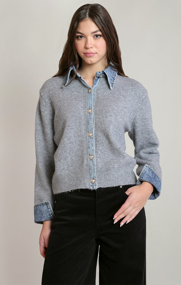 Denim Trim Sweater Acorn Home + Apparel