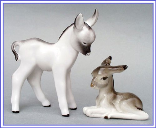 Donkey Babies Family Set Lomonosov Porcelain Collectible Figurines
