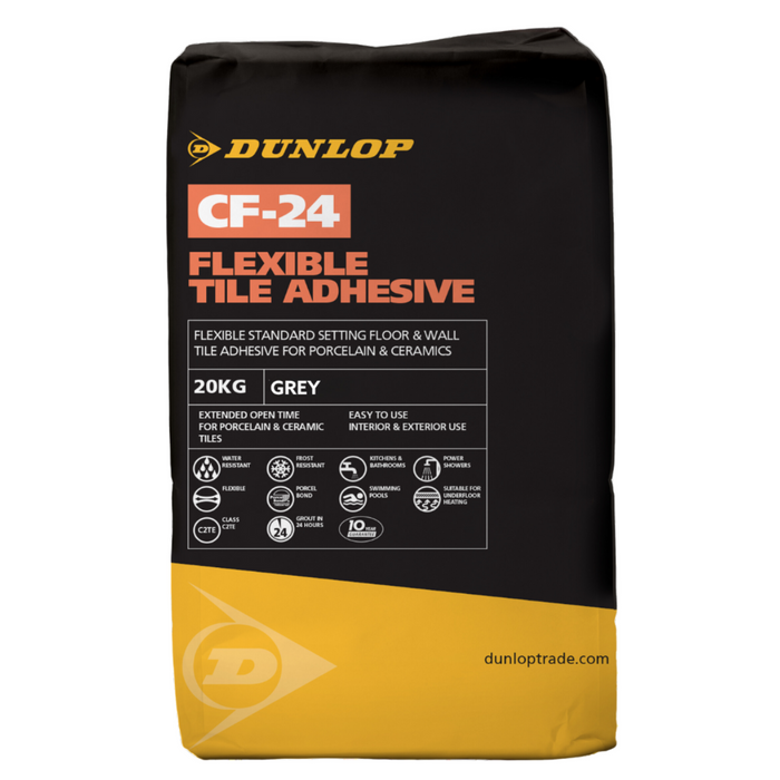 Dunlop CF-24 Standard-set Flexible Tile adhesive 20kg - Grey