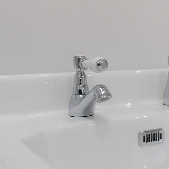 Eliseo Ricci Newbury Basin Pillar Taps - White Handles