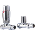 Eliseo Ricci Thermostatic Straight Radiator Valve Pack - Chrome