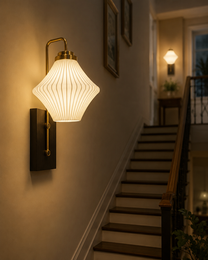 Elowen Pleated Lantern Wall Light