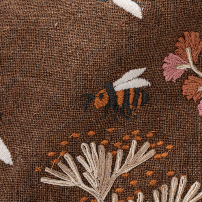 Embroidered Flowers & Bees Lumbar