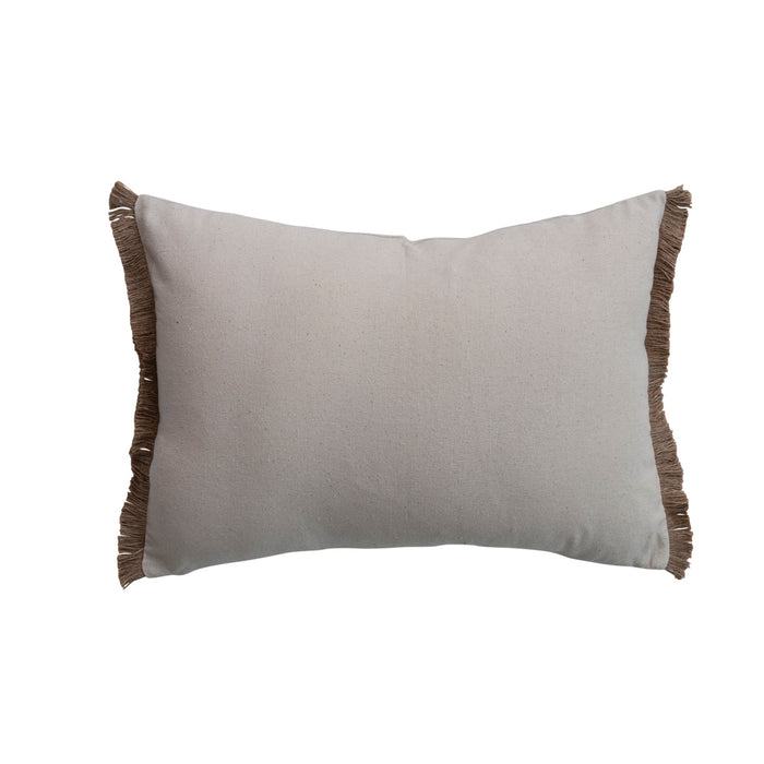 Embroidered Flowers w/ Jute Fringe Pillow