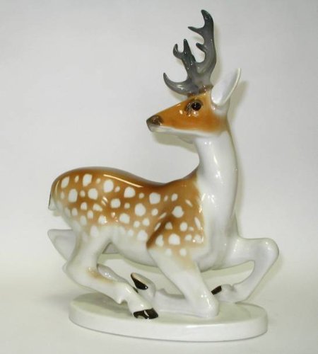 Fallow Deer with Horns Lomonosov Porcelain Collectible Figurine