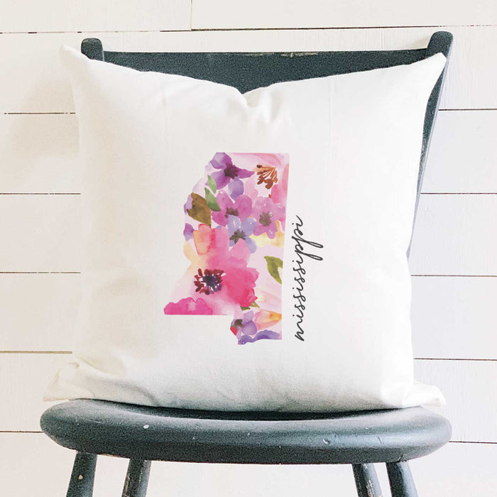 Floral State - Custom Square Canvas Pillow