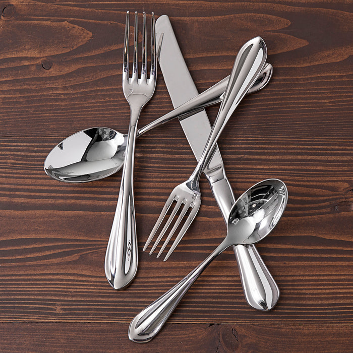 Fortessa 1.5.109.00.011 Forge 7 1/4" 18/10 Stainless Steel Extra Heavy Weight Dessert / Soup Spoon - 12/Pack