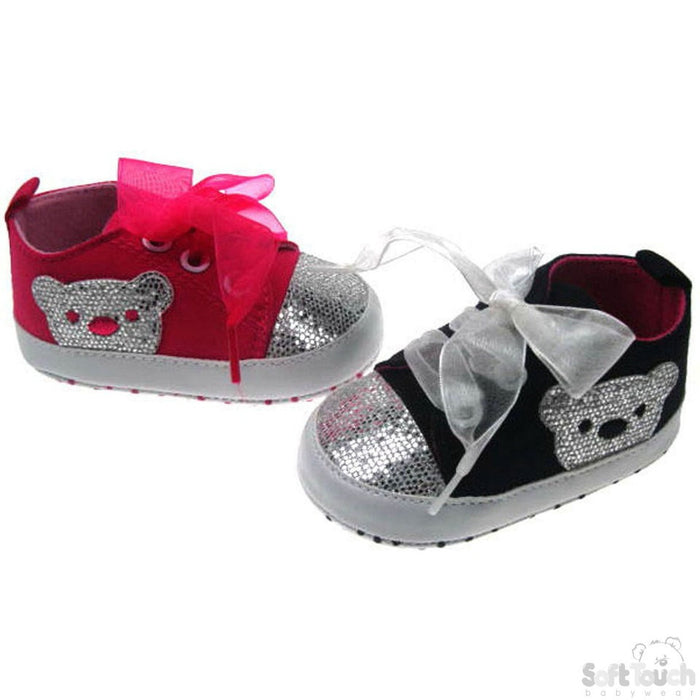 GIRLS SHINY 'BEAR' TRAINERS: B1374