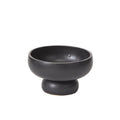 The Glossy Black Compote features a wide, rounded body and a thick, sturdy base, ideal for displaying an ikebana arrangement. Shown against a plain white background.