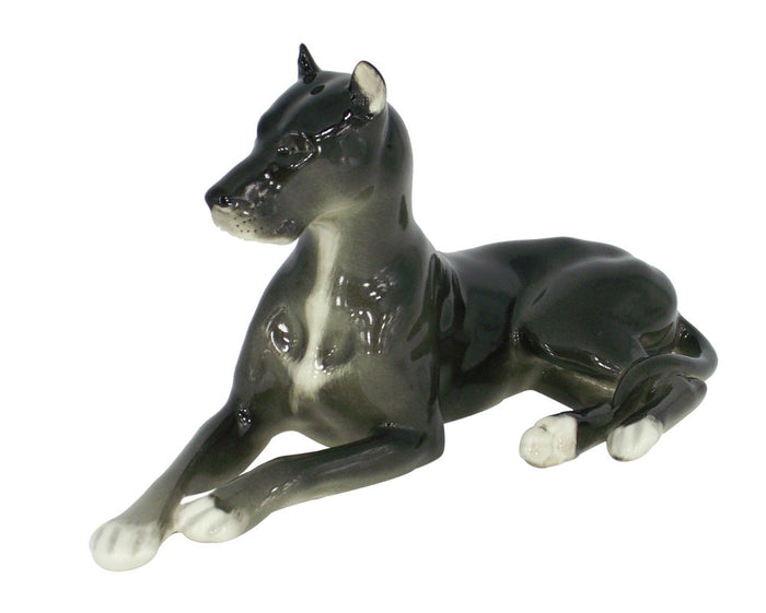 Great Dane Dog Black Lomonosov Porcelain Collectible Figurine