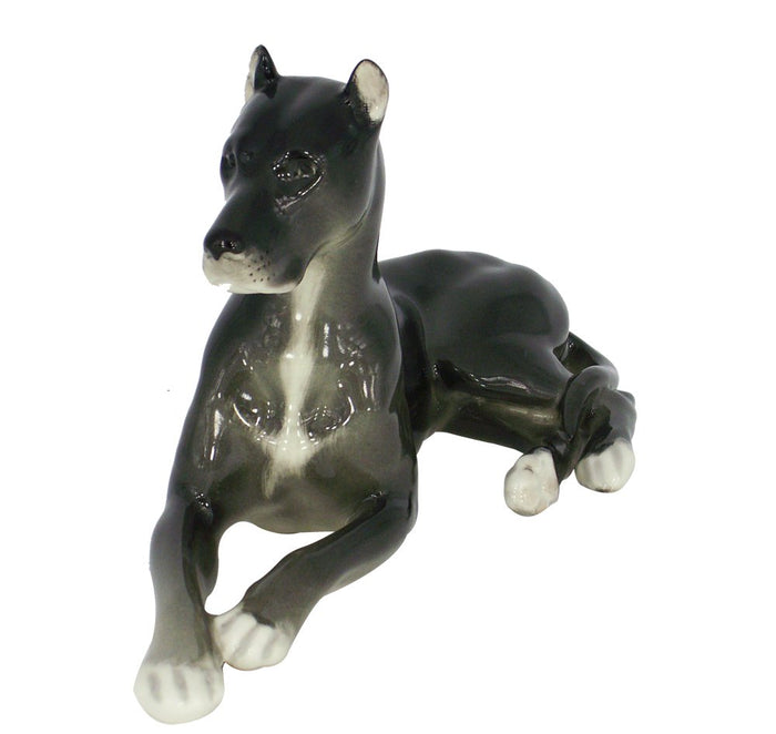Great Dane Dog Black Lomonosov Porcelain Collectible Figurine