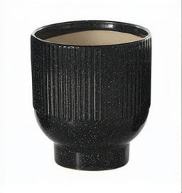 Grooved Black Planter, 3 Sizes