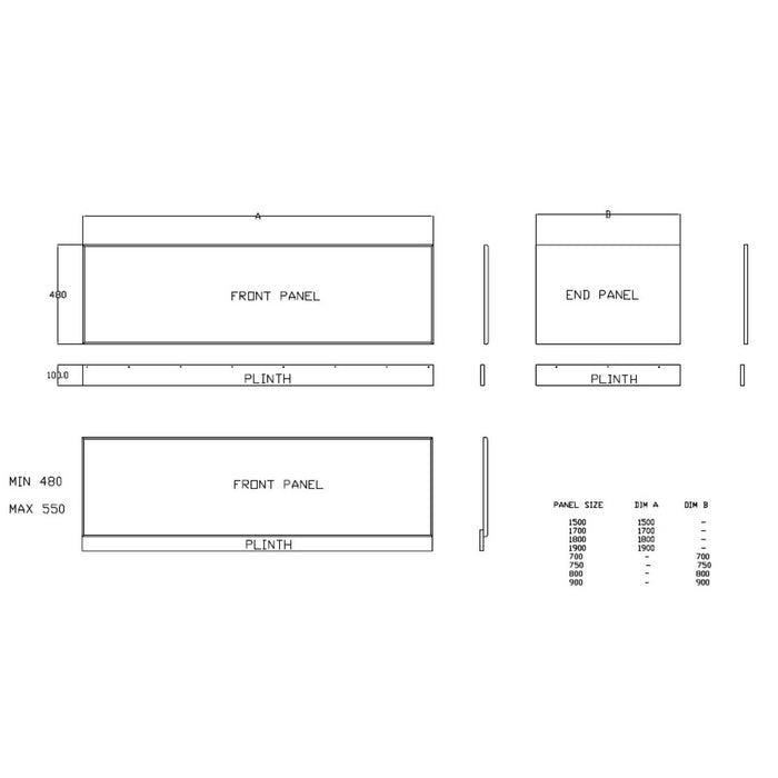 Halite 800mm End Bath Panel White Gloss