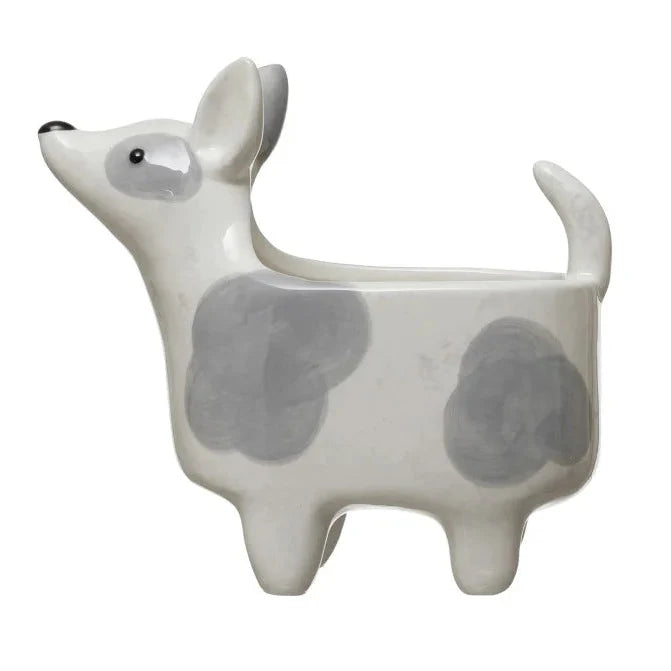Hand-Painted Ceramic Dog Planter