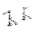 Hudson Reed Topaz with Lever Basin Pillar Taps & Hexagonal Collar - White BC301HL