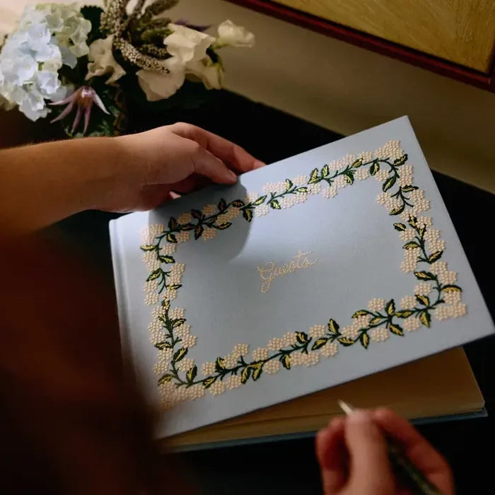 Hydrangea Embroidered Guest Book