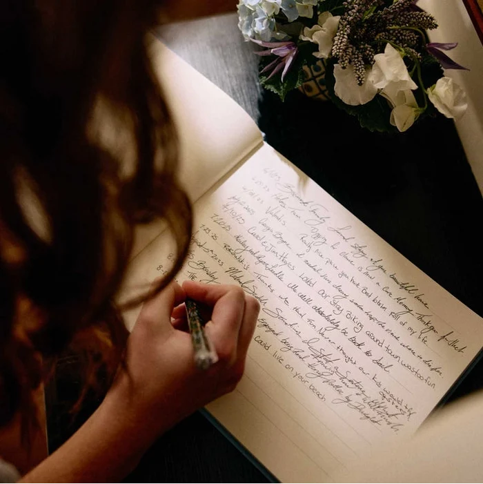 Hydrangea Embroidered Guest Book