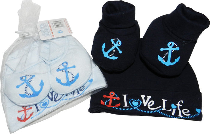'I Love Life' Hat & Bootee Gift Set
