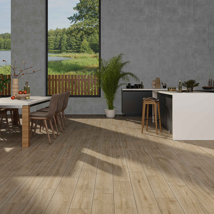 Ikon Almond 20 x 120cm Rectified Wood Effect Porcelain Tile - 1.68sqm perbox