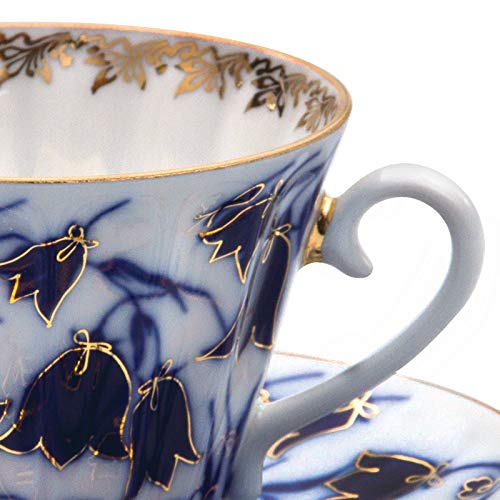 Imperial / Lomonosov Porcelain 'Bluebells' Tea Set 14 pc. for 6 persons