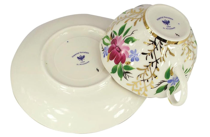 Imperial Lomonosov Porcelain Cup and Saucer Set Collection