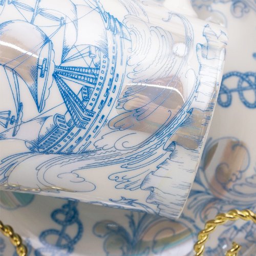 Imperial / Lomonosov Porcelain Mug w/ Saucer "Brigantine"