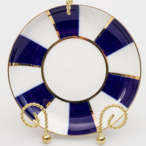 Imperial / Lomonosov Porcelain Mug w/ Saucer "Cobalt Stripes"