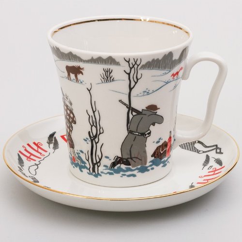 Imperial / Lomonosov Porcelain Mug w/ Saucer "Knock 'Em Dead"