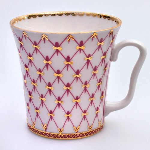 Imperial / Lomonosov Porcelain 'Net-Blues' Mug w/ Saucer
